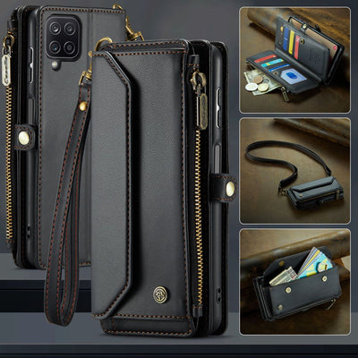 New RFID Blocking Zipper Wallet Supports Wireless Charging with Long and Short Lanyard Leather Phone Case