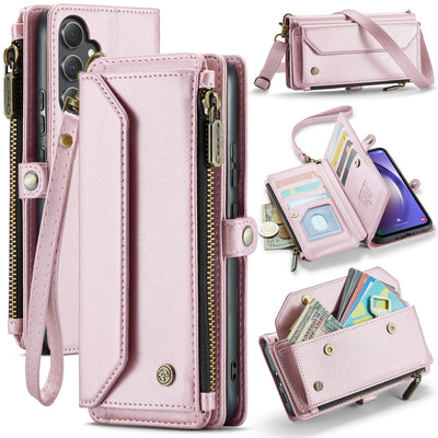 New RFID Blocking Zipper Wallet Supports Wireless Charging with Long and Short Lanyard Leather Phone Case