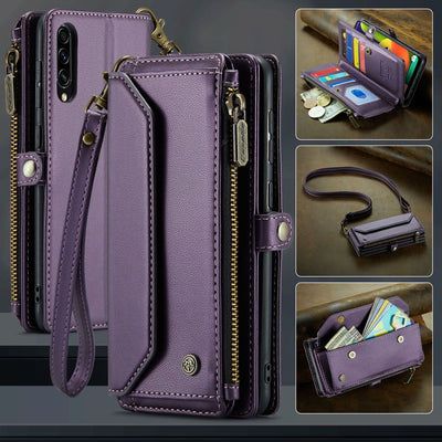 New RFID Blocking Zipper Wallet Supports Wireless Charging with Long and Short Lanyard Leather Phone Case