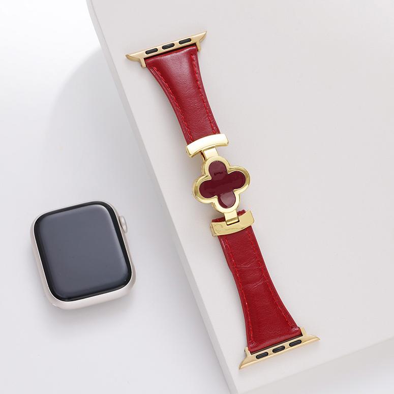 Lucky Flower Leather Strap For Apple Watch