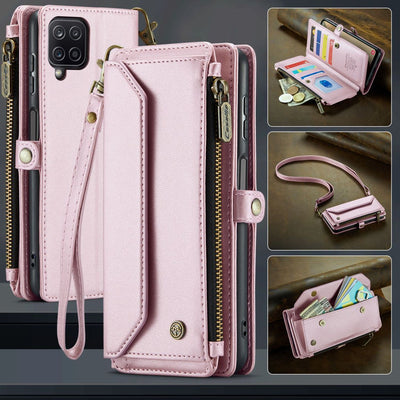 New RFID Blocking Zipper Wallet Supports Wireless Charging with Long and Short Lanyard Leather Phone Case
