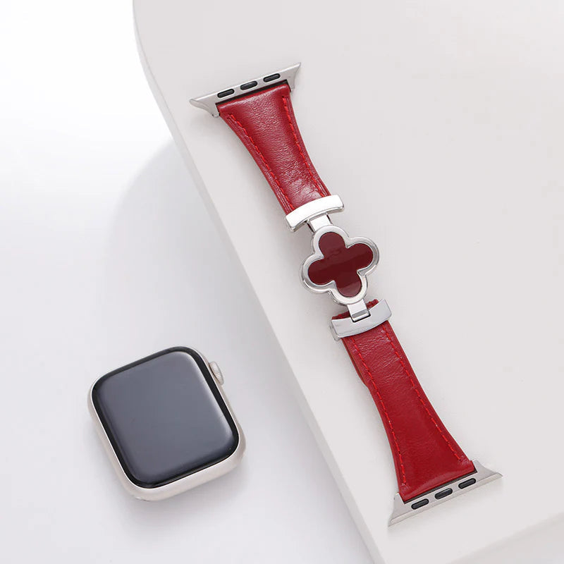 Lucky Flower Leather Strap For Apple Watch