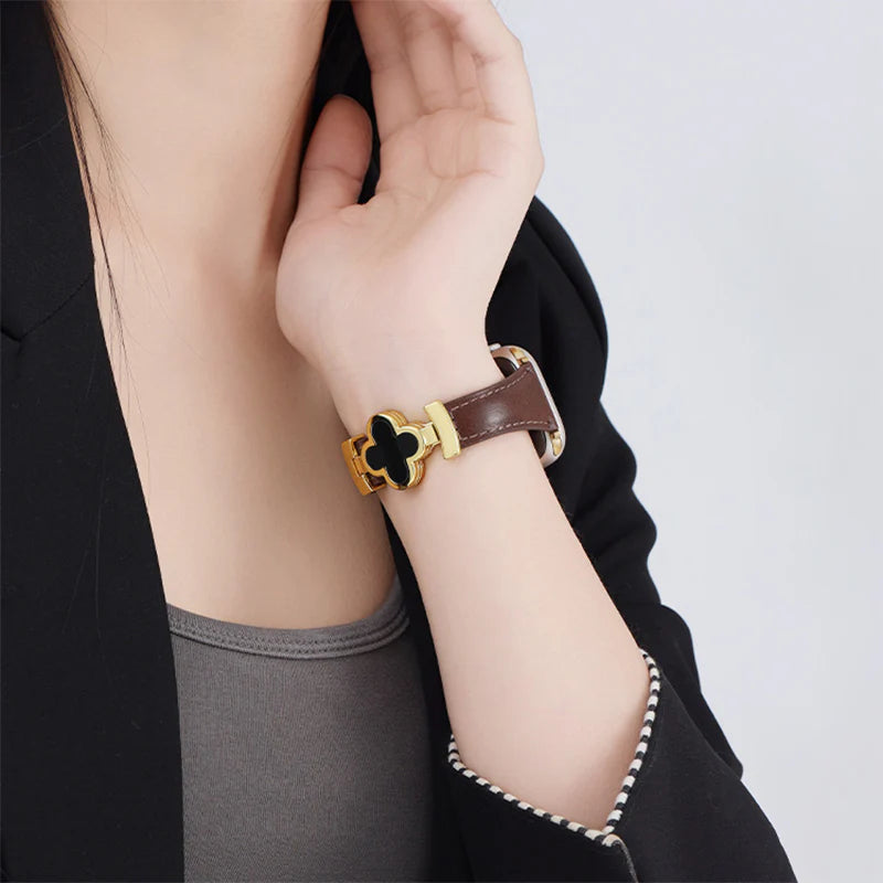 Lucky Flower Leather Strap For Apple Watch