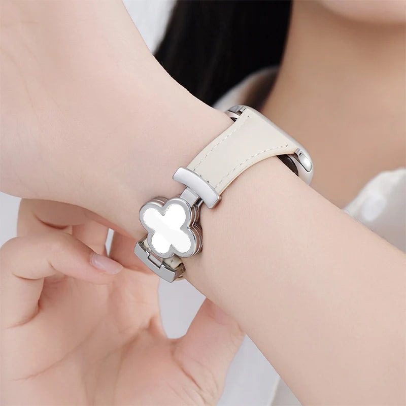 Lucky Flower Leather Strap For Apple Watch