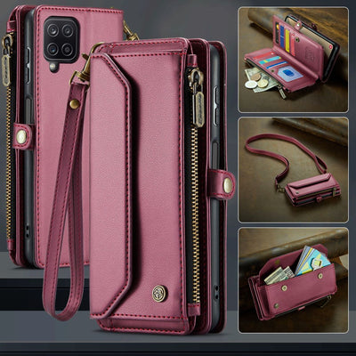 New RFID Blocking Zipper Wallet Supports Wireless Charging with Long and Short Lanyard Leather Phone Case